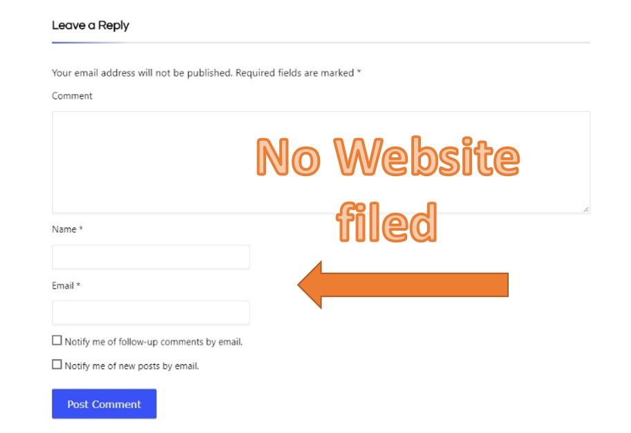 Removed Website Field from Comment Form of Wordpress