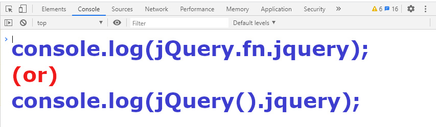 Check loaded or Running JQuery version in Chrome Browser console