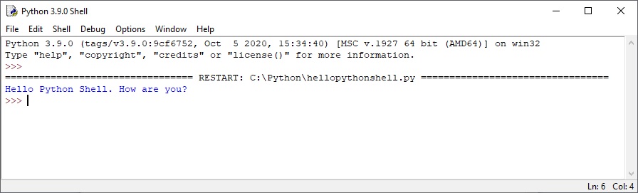 Python program output in Python Shell IDLE