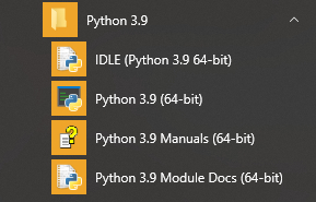 Python shortcut on the windows start menu