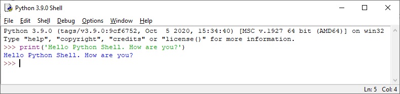 Running python code in Python Shell interactive mode