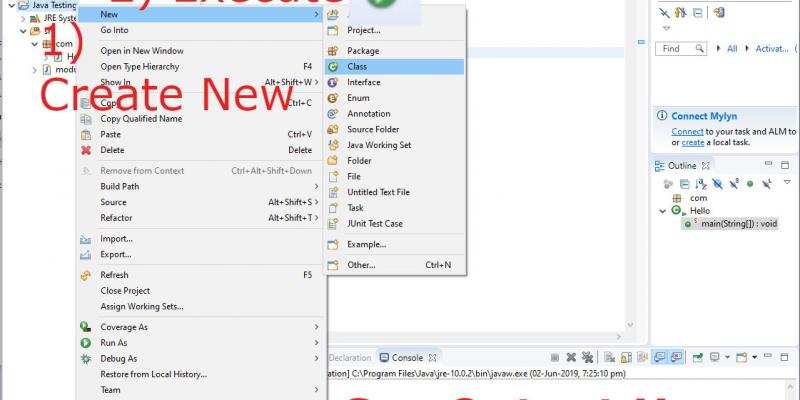 create and run java class program in eclipse