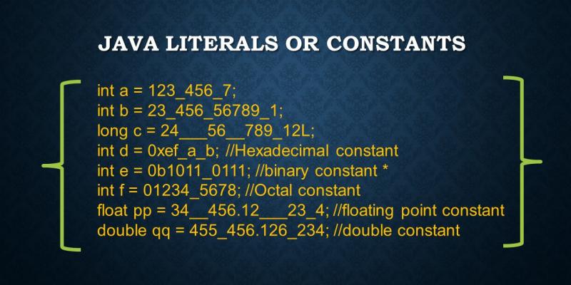 java literals or constants explained