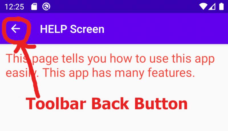 Toolbar Back Button Android: \